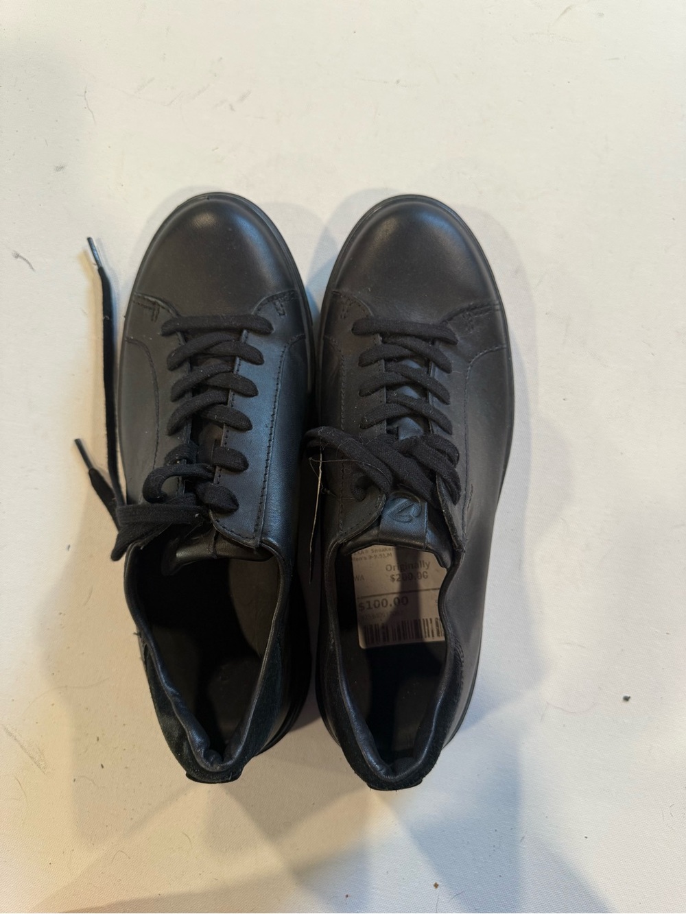 ECCO Men's Street Tray Classic Sneaker Black Leather White EU 43 Size 9 - 9.5 US